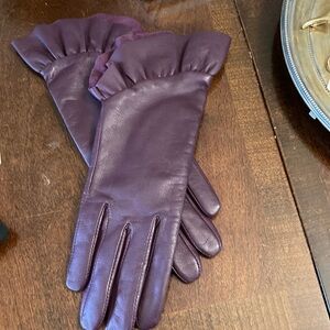 Retro Leather Gloves Eggplant